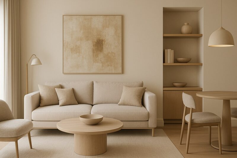Bež i pesak nijanse u uređenju malog stana